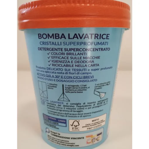 SMAPIU BOMBA LAVATRICE CRISTALLI SUPERPROFUMATI FIORI DI CAMPO DETERGENTE SUPER CONCENTRATO 30 LAVAGGI BARATTOLO 500 grammi