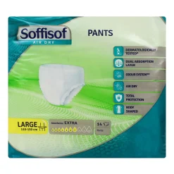 SOFFISOF PANNOLONI MUTANDINA ADULTI PANTS AIR DRY MISURA LARGE GIRO VITA 110-150 CM ASSORBENZA EXTRA 7 GOCCE 14 PZ DISPOSITIVO MEDICO CE DI CLASSE 1