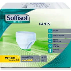 SOFFISOF PANNOLONI MUTANDINA ADULTI PANTS AIR DRY MISURA MEDIUM GIRO VITA 70-110 CM ASSORBENZA EXTRA 7 GOCCE 14 PZ DISPOSITIVO MEDICO CE DI CLASSE 1