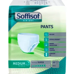 SOFFISOF PANTS PULL UP AIR DRY MEDIUM GIRO VITA 70/110cm  40/70 kg ASSORBENZA SUPER 8 GOCCE 10 PEZZI DISPOSITIVO MEDICO CE DI CLASSE 1