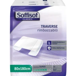 SOFFISOF TRAVERSE 80x180 RIMBOCCABILE ASSORBENZA SUPER 15 PZ DISPOSITIVO MEDICO CE DI CLASSE 1