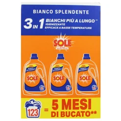 SOLE DETERSIVO BUCATO LIQUIDO LAVATRICE BIANCO SPLENDENTE 3 PEZZI DA 41 LAVAGGI