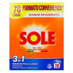 SOLE DETERSIVO POLVERE BUCATO LAVATRICE BIANCO SPLENDENTE FUSTO 78 LAVAGGI