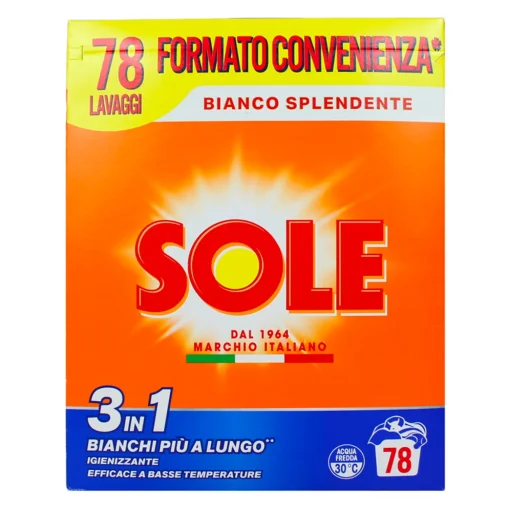 SOLE DETERSIVO POLVERE BUCATO LAVATRICE BIANCO SPLENDENTE FUSTO 78 LAVAGGI