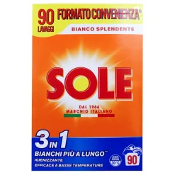 SOLE DETERSIVO POLVERE BUCATO LAVATRICE BIANCO SPLENDENTE FUSTO 90 LAVAGGI
