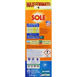 SOLE DETERSIVO POLVERE BUCATO LAVATRICE 3 IN 1 BIANCO SPLENDENTE FUSTO 115 LAVAGGI