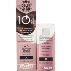 S.O.S.COLOR&GO COLORAZIONE PROFESSIONALE PERMANENTE 10 MINUTI DUO SET CREMA 90 ML + RILEVATORE IN CREMA 90 ML 6.0 BIONDO SCURO