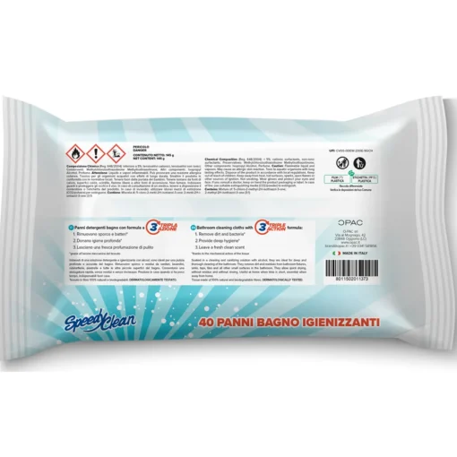 SPEEDY CLEAN 40 PANNI  BAGNO TRIPLA AZIONE DETERGENTI & IGIENIZZANTI