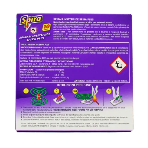 SPIRA INSETTICIDA ANTI ZANZARE IDEALE PER SOGGIORNI IN LUOGHI APERTI 10 SPIRALETTE