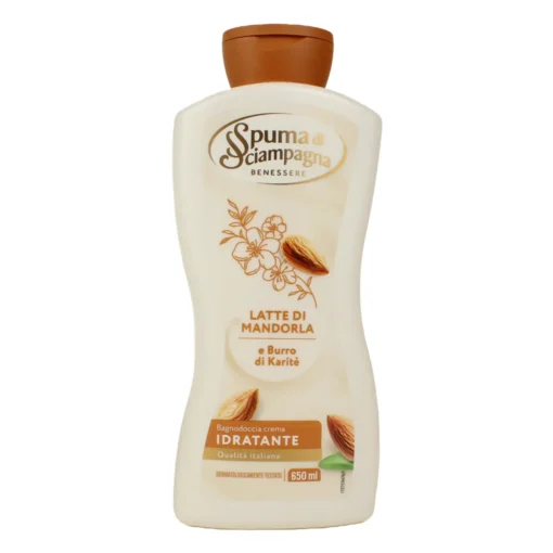 SPUMA DI SCIAMPAGNA BAGNODOCCIA CREMA LATTE DI MANDORLA e BURRO DI KARITE' IDRATANTE 650 ML