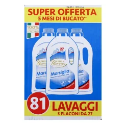 SPUMA DI SCIAMPAGNA DETERSIVO BUCATO LIQUIDO LAVATRICE MARSIGLIA IGIENIZZANTE 27 LAVAGGI 3 PEZZI