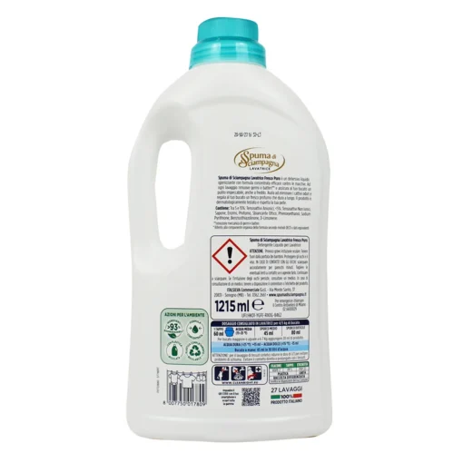SPUMA DI SCIAMPAGNA DETERSIVO BUCATO LAVATRICE FRESCO PURO IGIENIZZANTE 27 LAVAGGI 1215 ML