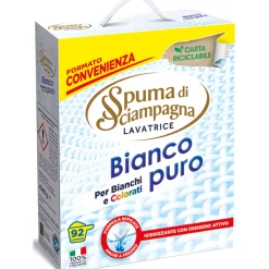 SPUMA DI SCIAMPAGNA FUSTO DETERSIVO POLVERE BUCATO LAVATRICE BIANCO PURO 92 LAVAGGI 4140 grammi