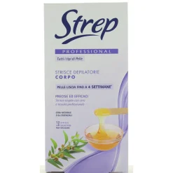 STREP 12 STRISCE DEPILATORIE CORPO VITAMINA E PROFESSIONALI.