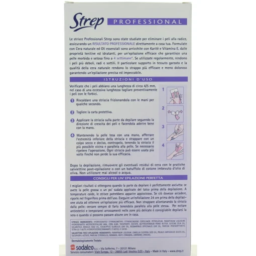 STREP 12 STRISCE DEPILATORIE CORPO VITAMINA E PROFESSIONALI.