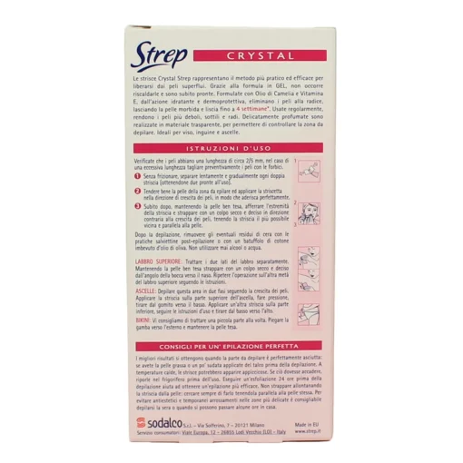 STREP 20 STRISCE DEPILATORIE VISO E PARTI DELICATE CRISTAL
