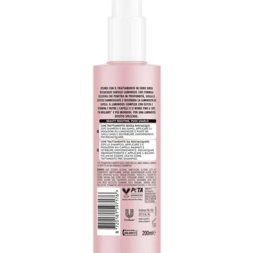 SUNSILK LUMINOUS 100 SIERO NO RISCIACQUO 200 ML