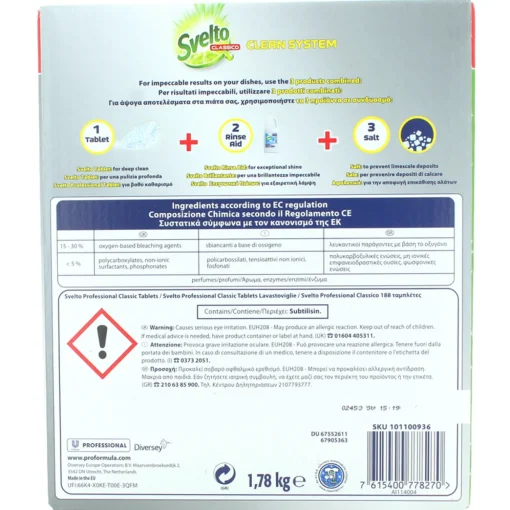 SVELTO TABS 188 LAVAGGI LAVASTOVIGLIE PROFESSIONAL LIMONE VERDE FORMATO PROFESSIONALE