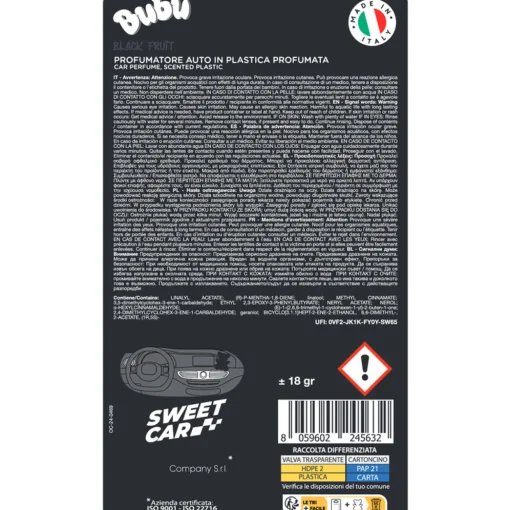 SWEET CAR PROFUMATORE AUTO IN PLASTICA PROFUMATA BLACK FRUIT