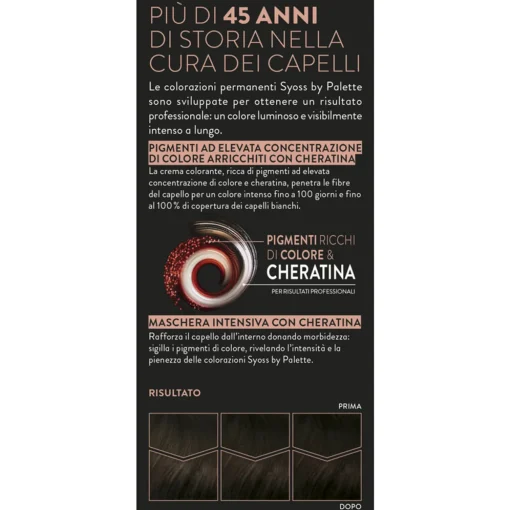 SYOSS by PALETTE COLORAZIONE PERMANENTE CON CHERATINA 3-1 CASTANO SCURO
