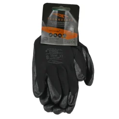 TECHNO SAFE GUANTI DA LAVORO MAGLIA SENZA CUCITURE SPALMATURA IN NITRILE SU PALMO E DITA TAGLIA 8 COLORE NERO
