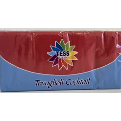 TESS TOVAGLIOLI COCKTAIL 25x25 2 VELI OVATTA DI CELLULOSA COLORE ROSSO 100 PEZZI