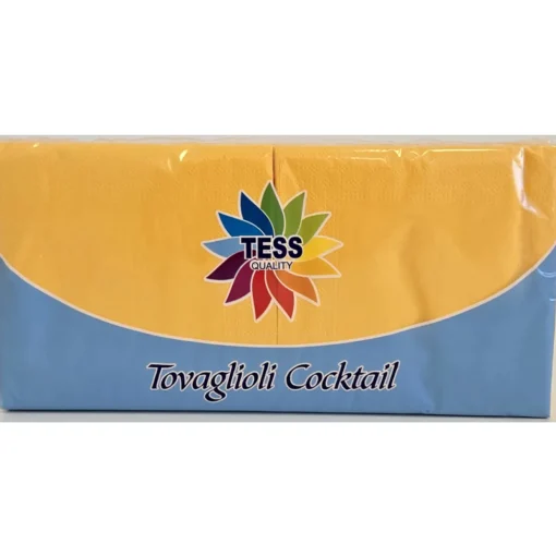 TESS TOVAGLIOLI COCKTAIL 25x25 2 VELI OVATTA DI CELLULOSA COLORE GIALLO 100 PEZZI
