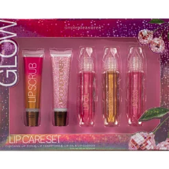 TRI COASTAL GLOW SET 5 LIP CARE - SCRUB - CONDITIONER - LIP OIL - 2 LIP GLOSSES