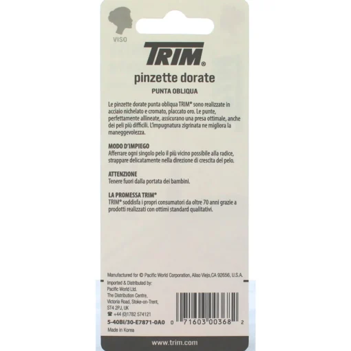TRIM PINZETTA OBLIQUA DORATA 5-40 BI