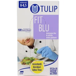 TULIP FIT BLU GUANTI NITRILE BLU SENZA POLVERE MONOUSO 100 PZ TAGLIA 8-8,5