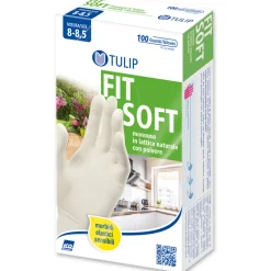 TULIP FITSOFT GUANTI LATTICE NATURALE CON POLVERE MONOUSO 100 PZ TAGLIA 8/8,5