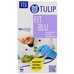 TULIP GUANTI NITRILE SENZA POLVERE MONOUSO 100 PZ TAGLIA 7-7,5