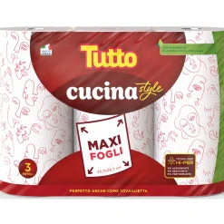 TUTTO CUCINA STYLE 3 ROTOLI MAXI FOGLI 25,7x25,7 CM