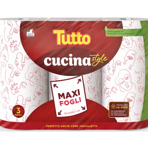 TUTTO CUCINA STYLE 3 ROTOLI MAXI FOGLI 25,7x25,7 CM