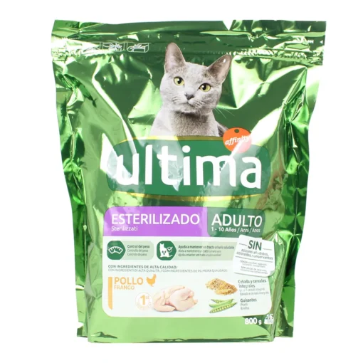 ULTIMA CAT ADULT STERILIZZATO CROCCHETTE POLLO - ORZO - PISELLI BUSTA 800 grammi