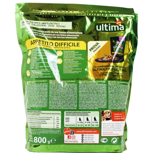 ULTIMA CAT APPETITO DIFFICILE CROCCHETTE TROTA - RISO - VERDURE BUSTA 800 grammi