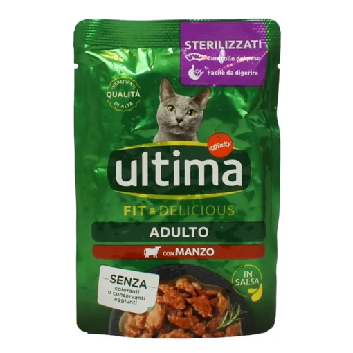 ULTIMA CAT WET STERILIZZATO MANZO IN SALSA BUSTA 85 grammi