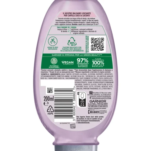 ULTRA DOLCE BALSAMO LISCIANTE INFUSO DI ACQUA DI RISO & AMIDO CAPELLI LUNGHI 200 ML