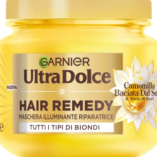 ULTRA DOLCE MASCHERA CAPELLI ILLUMINANTE RIPARATRICE CAMOMILLA E MIELE DI FIORI PER TUTTI I TIPI DI BIONDI VASO 340 ML