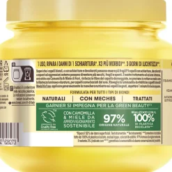 ULTRA DOLCE MASCHERA CAPELLI ILLUMINANTE RIPARATRICE CAMOMILLA E MIELE DI FIORI PER TUTTI I TIPI DI BIONDI VASO 340 ML