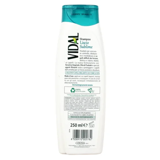 VIDAL SHAMPOO LISCIO SUBLIME CAPELLI DIFFICILI DA LISCIARE CRESPI 250 ML