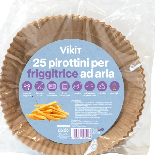 VIKIT 25 PIROTTINI CON DIAMETRO 20 CENTIMETRI e 4 CENTIMETRI DI ALTEZZA PER FRIGGITRCE AD ARIA CON CAPACITA' 3-5 LT