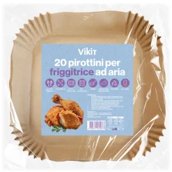 VIKIT 20 PIROTTINI QUADRATI 17x17 CENTIMETRI E 4 CENTIMETRI DI ALTEZZA PER FRIGGITRICE AD ARIA CON CAPACITA'  2-5 LT