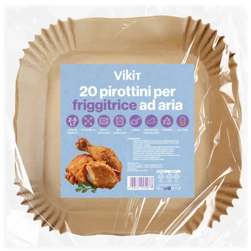 VIKIT 20 PIROTTINI QUADRATI 17x17 CENTIMETRI E 4 CENTIMETRI DI ALTEZZA PER FRIGGITRICE AD ARIA CON CAPACITA'  2-5 LT