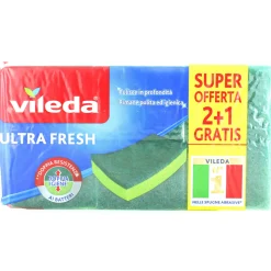 VILEDA ULTRA FRESH SPUGNA ABRASIVA PEZZI 2+1