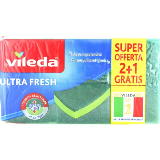 VILEDA ULTRA FRESH SPUGNA ABRASIVA PEZZI 2+1