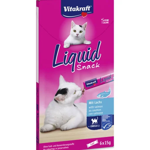 VITAKRAFT CAT LIQUID SNACK CON SALMONE E OMEGA3  6 LIQUID SNACK DA 15 grammi