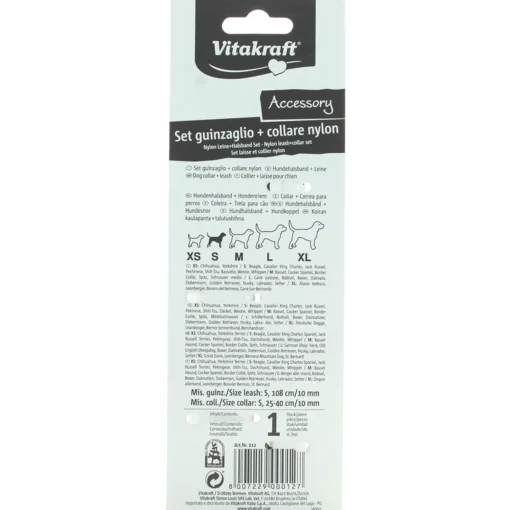 VITAKRAFT GUINZAGLIO 108cm e COLLARE PICCOLO 25-40cm IN NYLON PER CANI