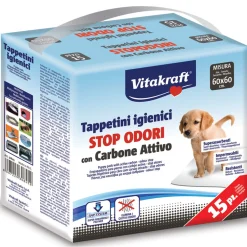 VITAKRAFT TAPPETINI IGIENICI ANIMALI CANE E GATTO CON CARBONE ATTIVO CM 60x60 15 PZ