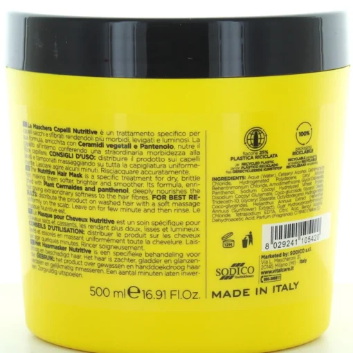 VITALCARE NUTRITIVE MASCHERA NUTRE E RISTRUTTURA CAPELLI SECCHI-SPENTI 500 ML
